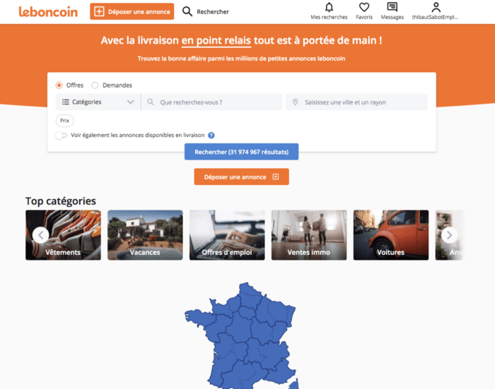 Leboncoin's homepage
